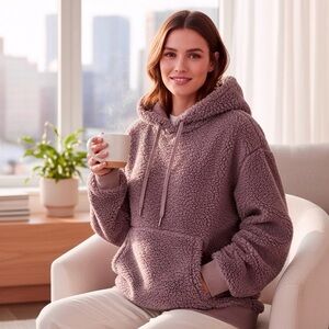 Legend light purple, hooded Sherpa with kangaroo pocket, new